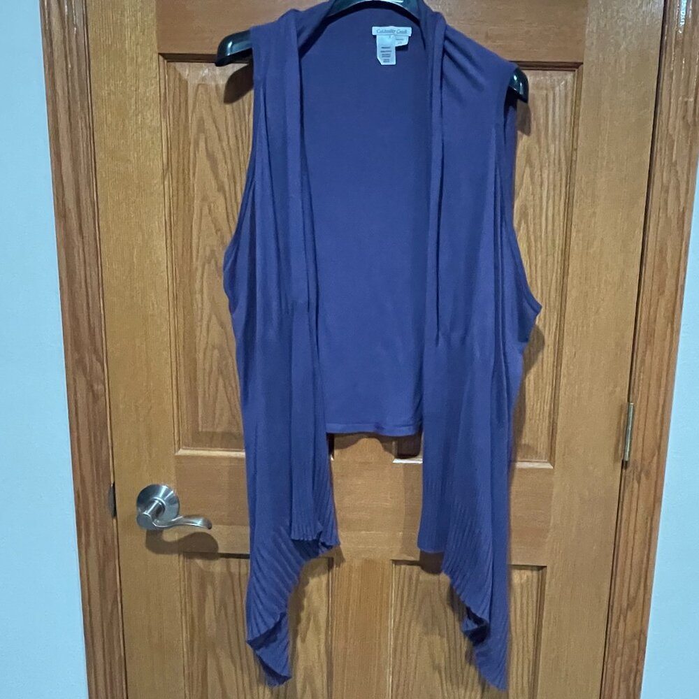 COLDWATER CREEK Women's ONE SIZE Purple Plum Sweater Cardigan Vest Open Duster